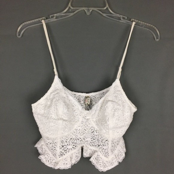 FREE PEOPLE Fleur De Lys Ivory Lace Crop Cami NEW! - Picture 4 of 7
